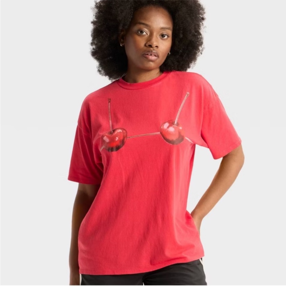 Wild Fable Red Cherry Graphic Tee - Women L oversized